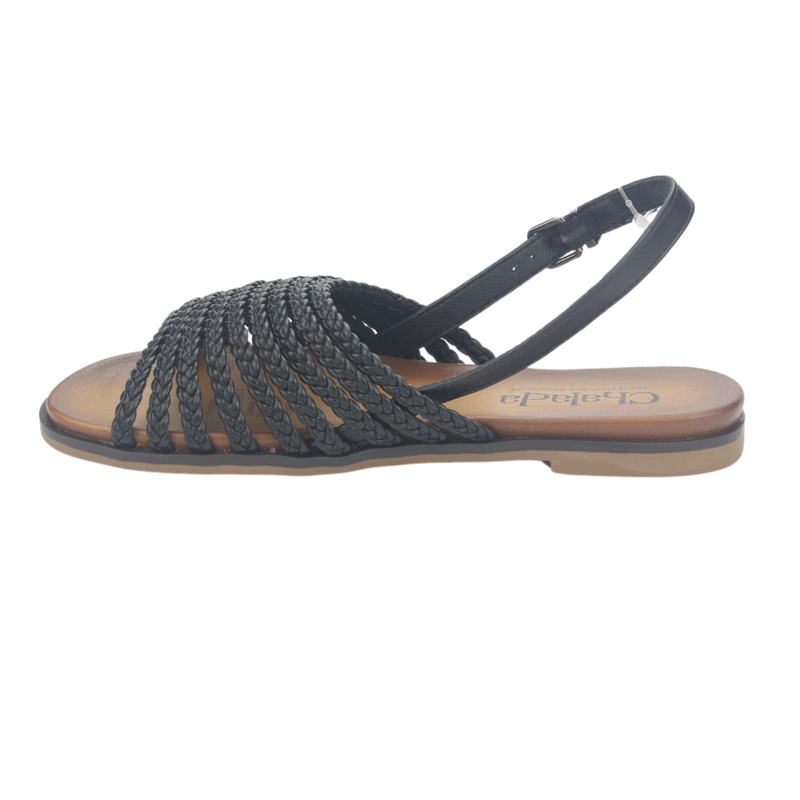 SANDALIA MUJER CHALADA NEGRO GRECA-61 PLANA - 2