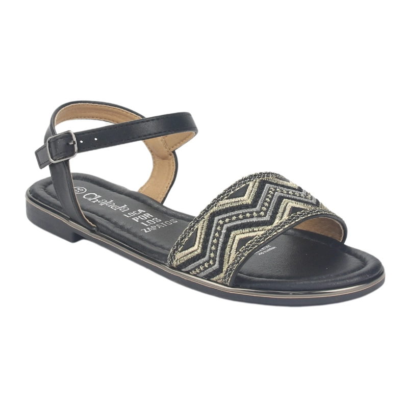 SANDALIA MUJER CHALADA NEGRO CALL-29 PLANA - 3