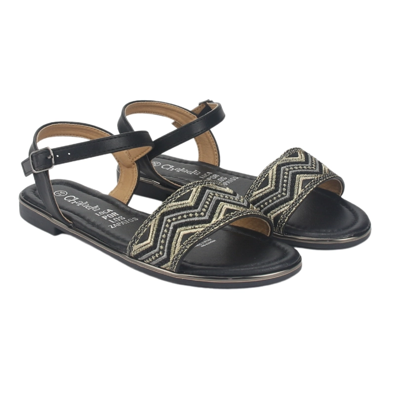SANDALIA MUJER CHALADA NEGRO CALL-29 PLANA - 5