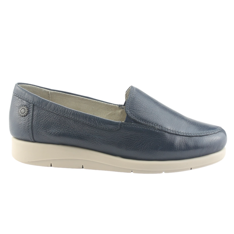 MOCASIN DE CUERO CHALADA MUJER CIRA-1 AZUL CASUAL - 1