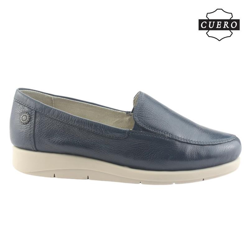 MOCASIN DE CUERO CHALADA MUJER CIRA-1 AZUL CASUAL - 2