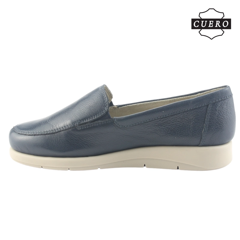 MOCASIN DE CUERO CHALADA MUJER CIRA-1 AZUL CASUAL - 3