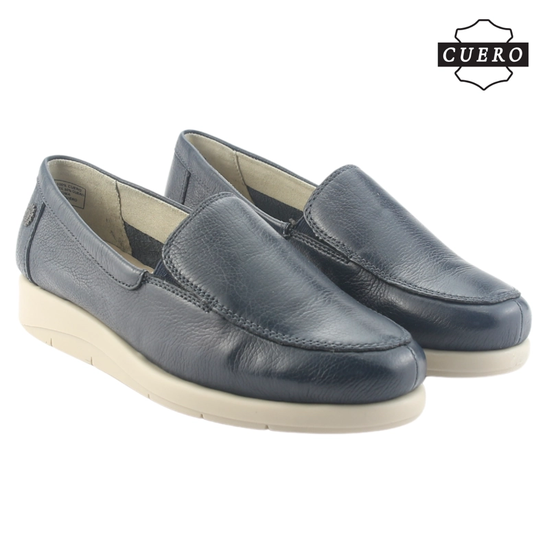 MOCASIN DE CUERO CHALADA MUJER CIRA-1 AZUL CASUAL - 4