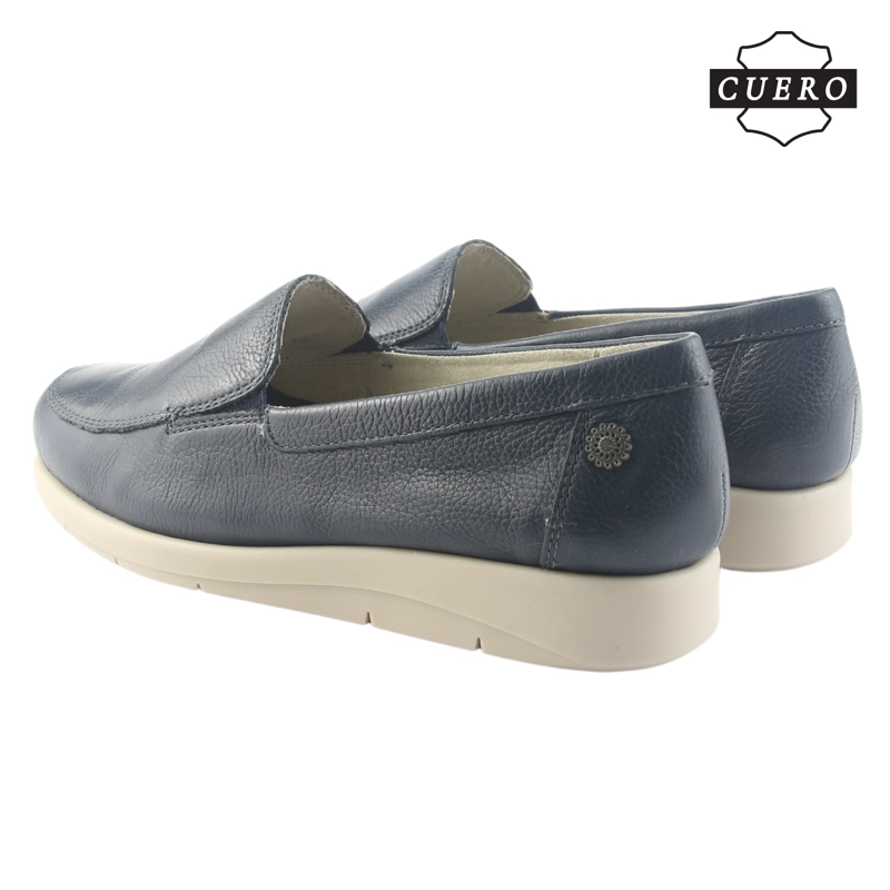 MOCASIN DE CUERO CHALADA MUJER CIRA-1 AZUL CASUAL - 5