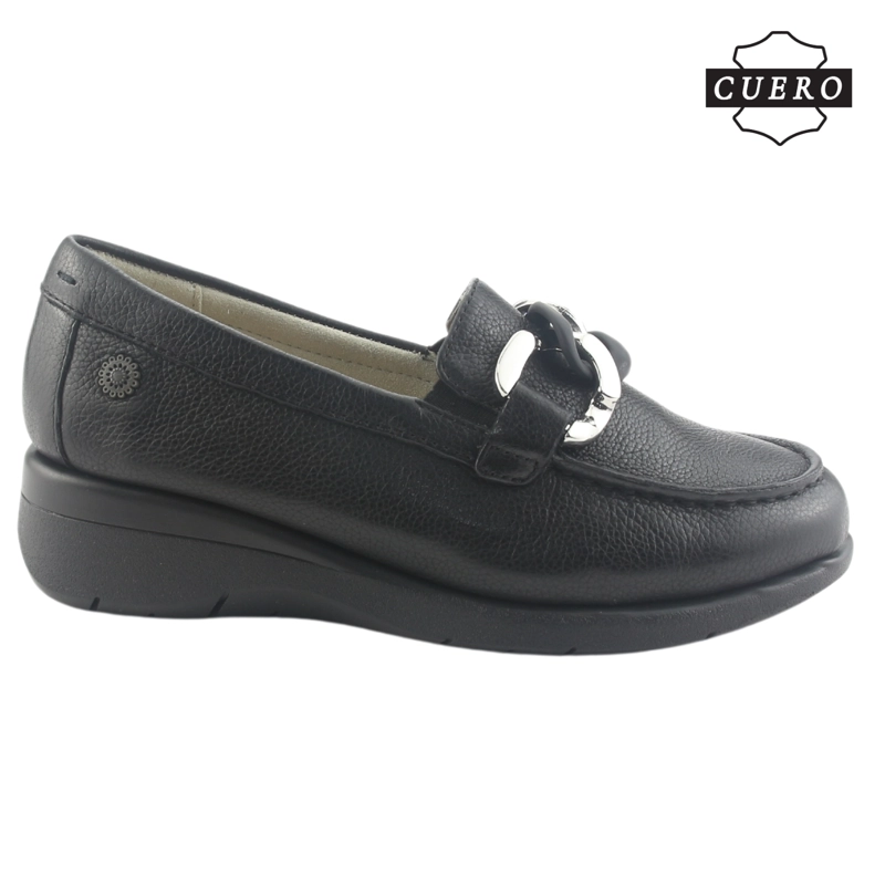 MOCASIN DE CUERO CHALADA MUJER CALA-4 NEGRO CASUAL - 2