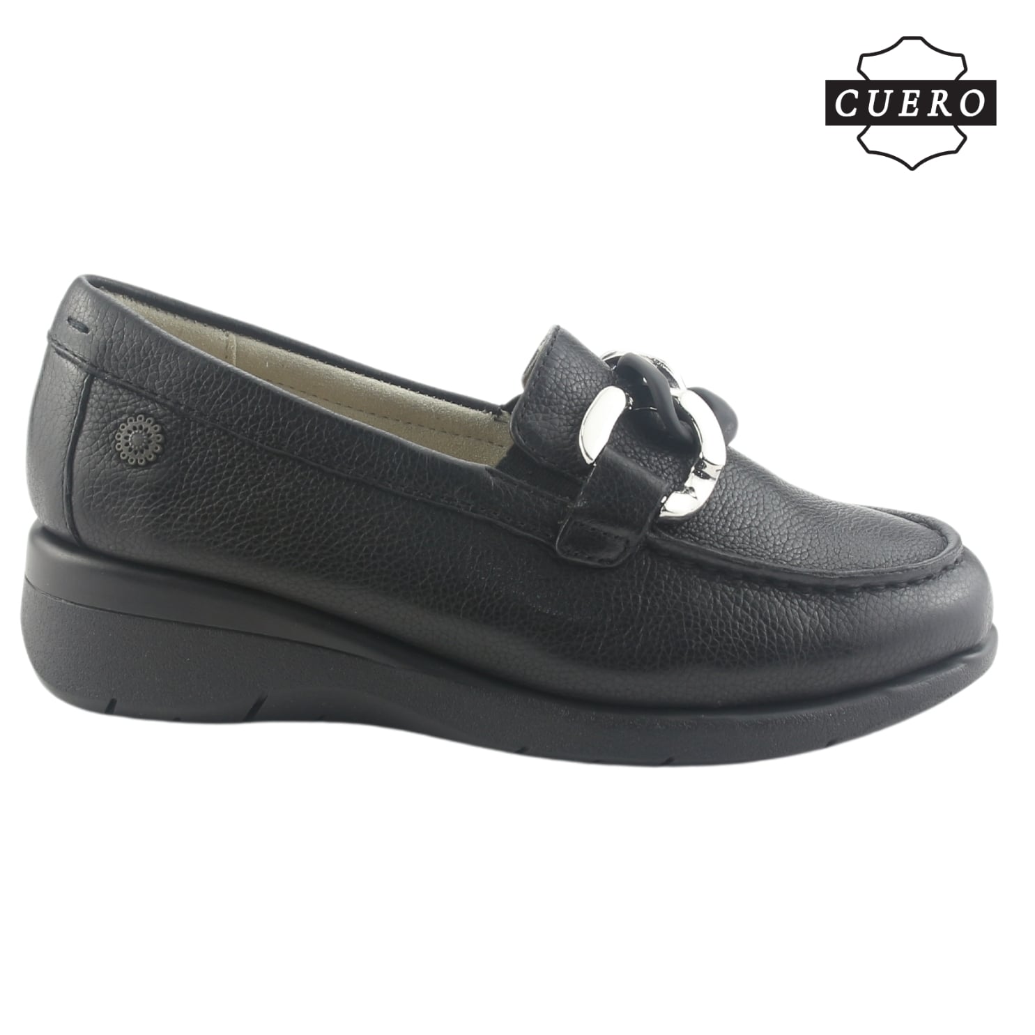 MOCASIN DE CUERO CHALADA MUJER CALA-4 NEGRO CASUAL - 2
