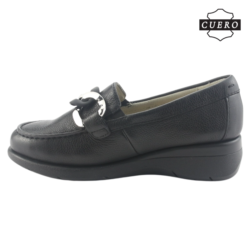 MOCASIN DE CUERO CHALADA MUJER CALA-4 NEGRO CASUAL - 3