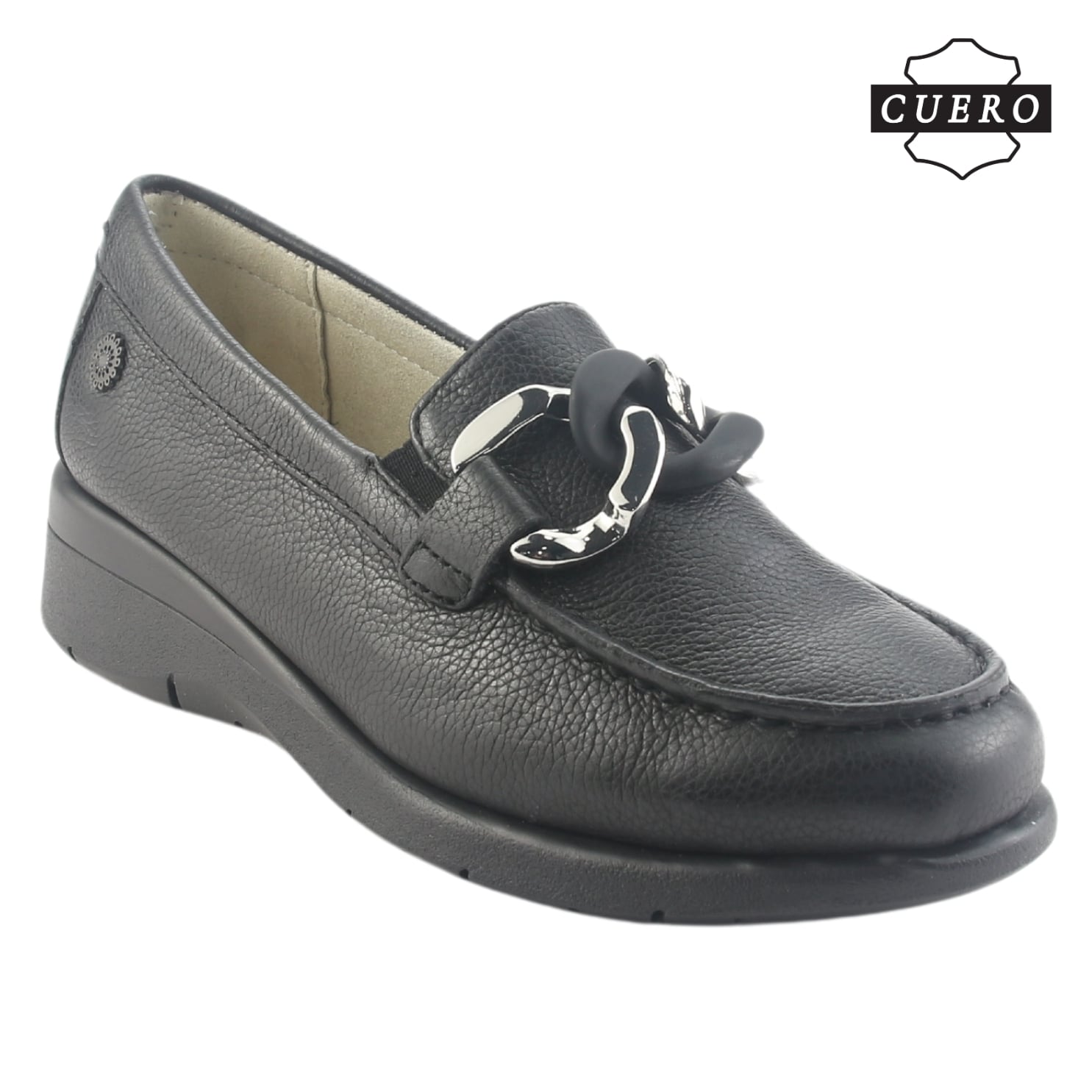 MOCASIN DE CUERO CHALADA MUJER CALA-4 NEGRO CASUAL - 4