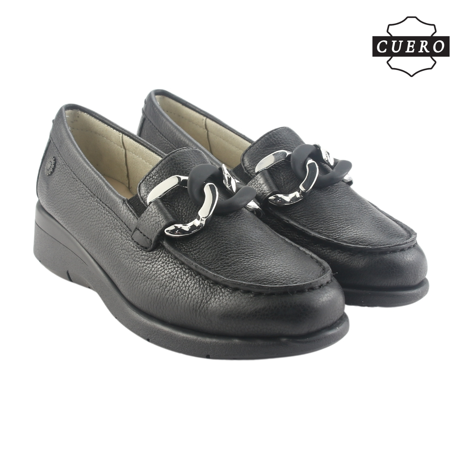 MOCASIN DE CUERO CHALADA MUJER CALA-4 NEGRO CASUAL - 6