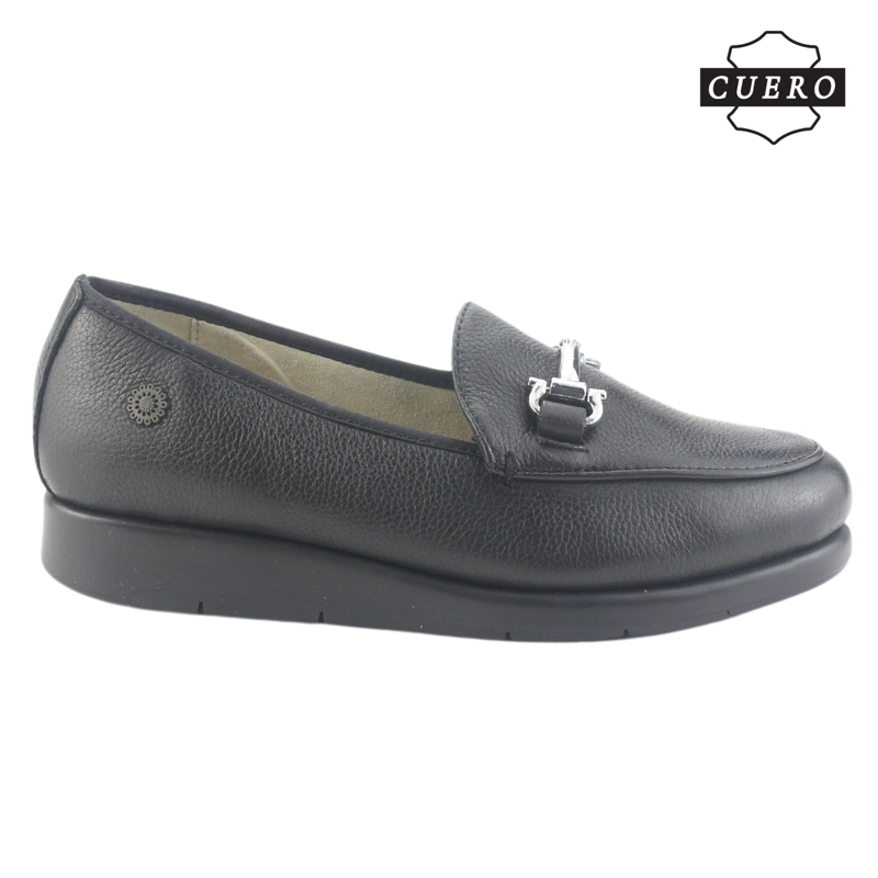MOCASIN DE CUERO CHALADA MUJER CELSA-1 NEGRO CASUAL - 2