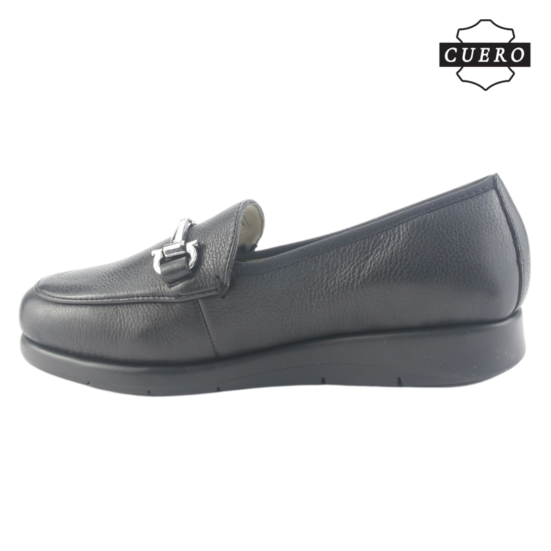 MOCASIN DE CUERO CHALADA MUJER CELSA-1 NEGRO CASUAL - 3