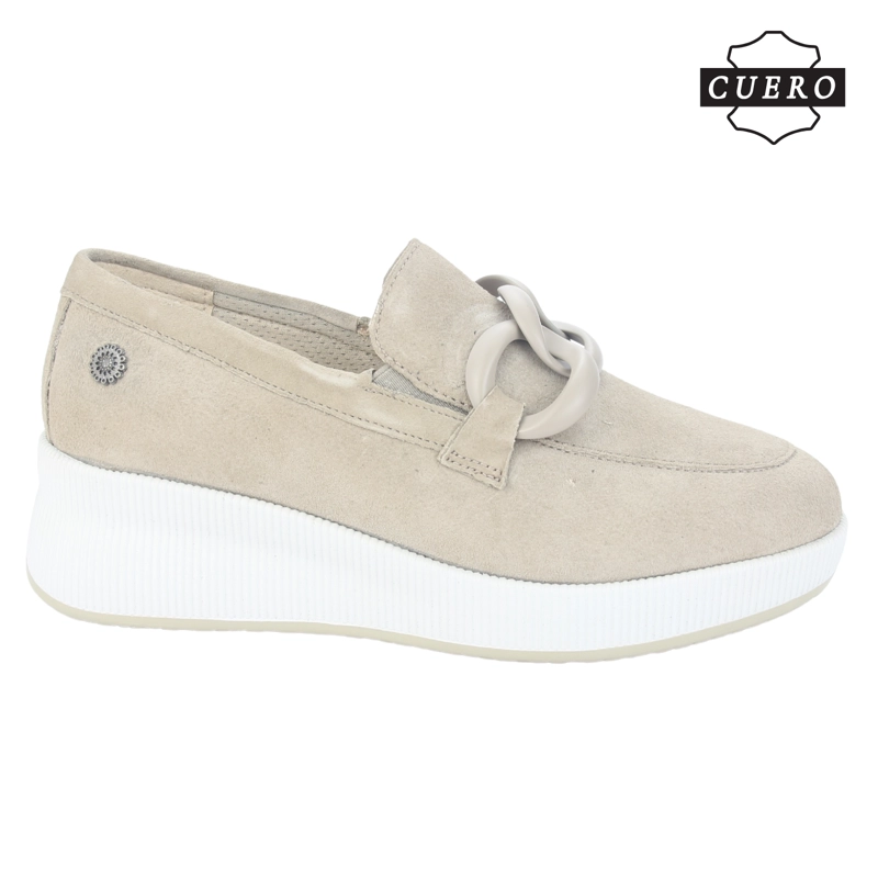 MOCASIN DE CUERO CHALADA MUJER IVANA-1 BEIGE CASUAL - 2