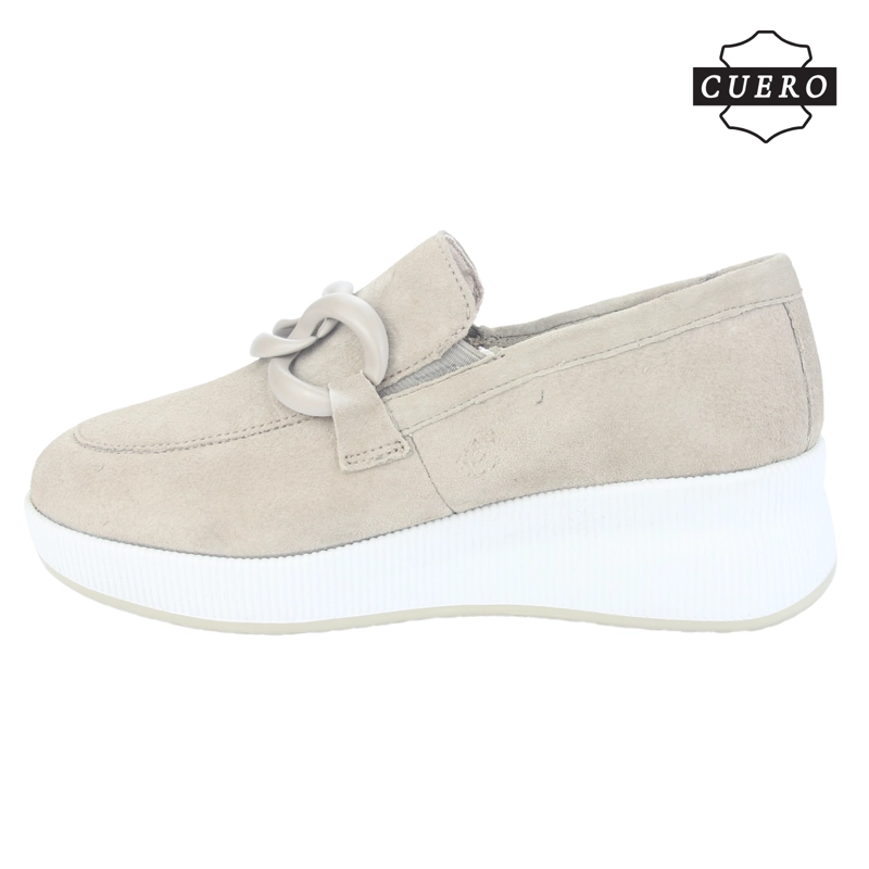 MOCASIN DE CUERO CHALADA MUJER IVANA-1 BEIGE CASUAL - 3