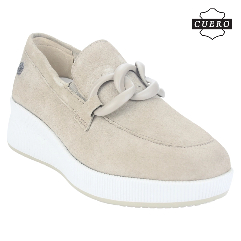 MOCASIN DE CUERO CHALADA MUJER IVANA-1 BEIGE CASUAL - 4