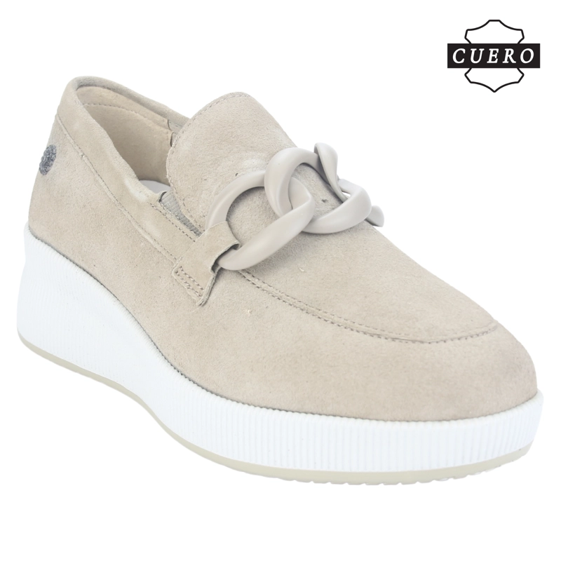 MOCASIN DE CUERO CHALADA MUJER IVANA-1 BEIGE CASUAL - 4