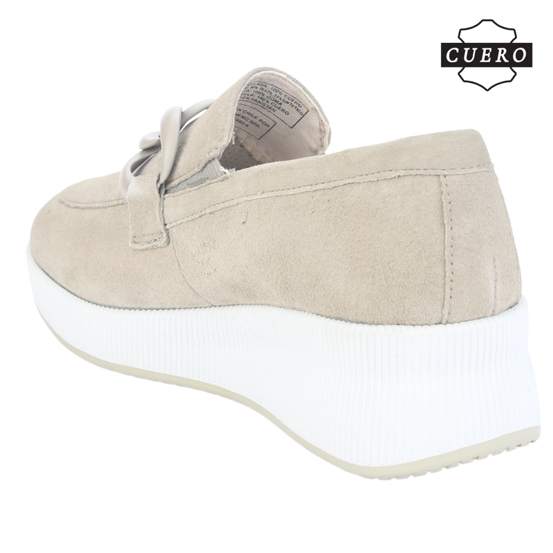 MOCASIN DE CUERO CHALADA MUJER IVANA-1 BEIGE CASUAL - 5
