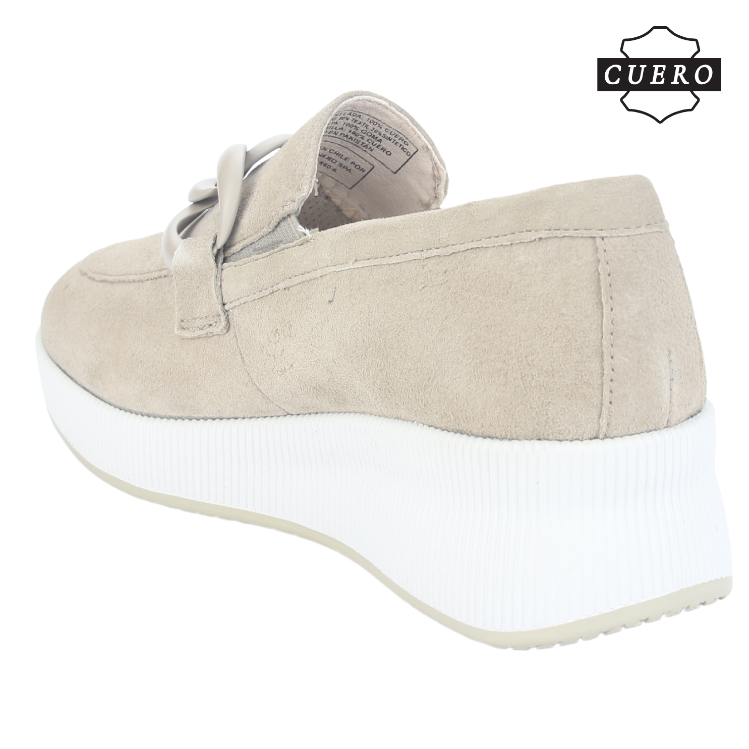 MOCASIN DE CUERO CHALADA MUJER IVANA-1 BEIGE CASUAL - 5