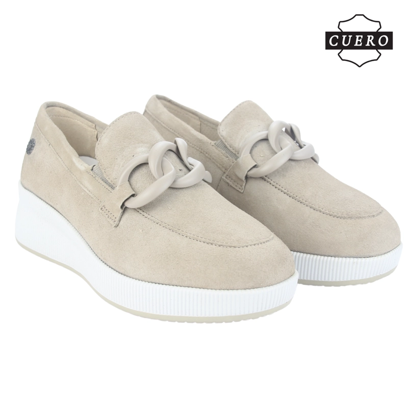 MOCASIN DE CUERO CHALADA MUJER IVANA-1 BEIGE CASUAL - 6