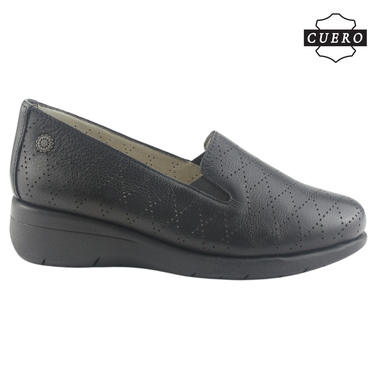 MOCASIN DE CUERO CHALADA MUJER CALA-2 NEGRO CASUAL - 2