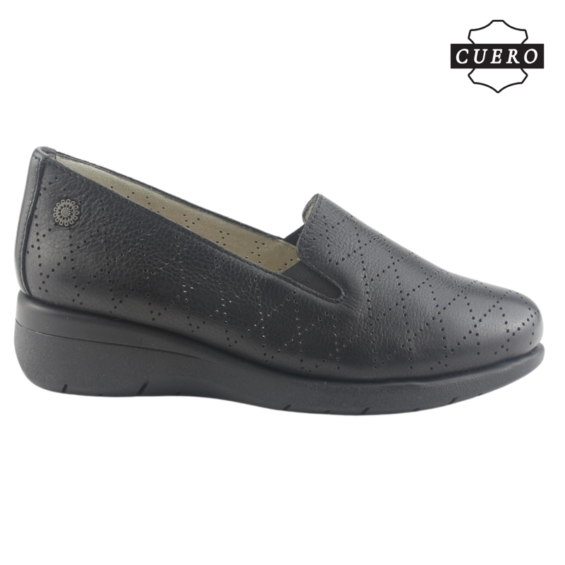 MOCASIN DE CUERO CHALADA MUJER CALA-2 NEGRO CASUAL - 2
