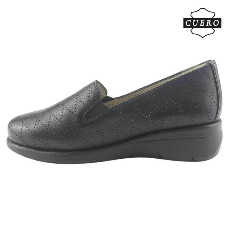 MOCASIN DE CUERO CHALADA MUJER CALA-2 NEGRO CASUAL - 3