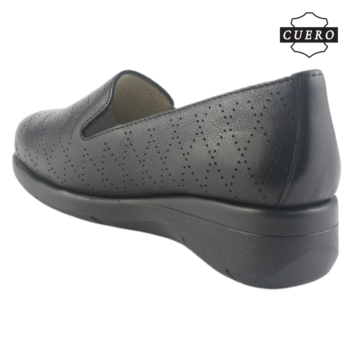 MOCASIN DE CUERO CHALADA MUJER CALA-2 NEGRO CASUAL - 5