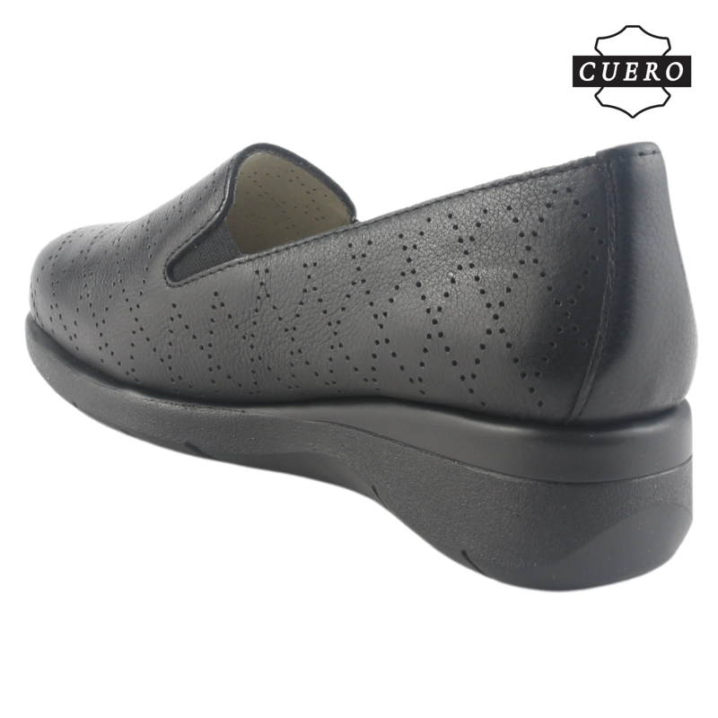 MOCASIN DE CUERO CHALADA MUJER CALA-2 NEGRO CASUAL - 5