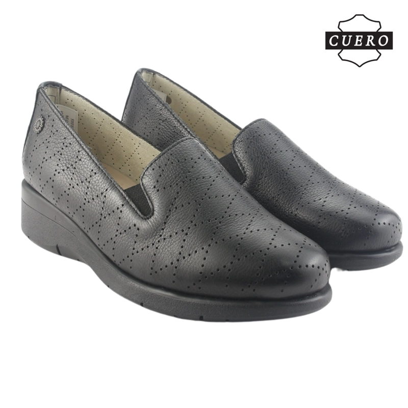 MOCASIN DE CUERO CHALADA MUJER CALA-2 NEGRO CASUAL - 6