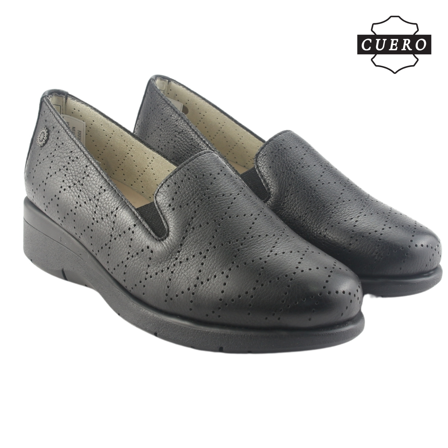 MOCASIN DE CUERO CHALADA MUJER CALA-2 NEGRO CASUAL - 6