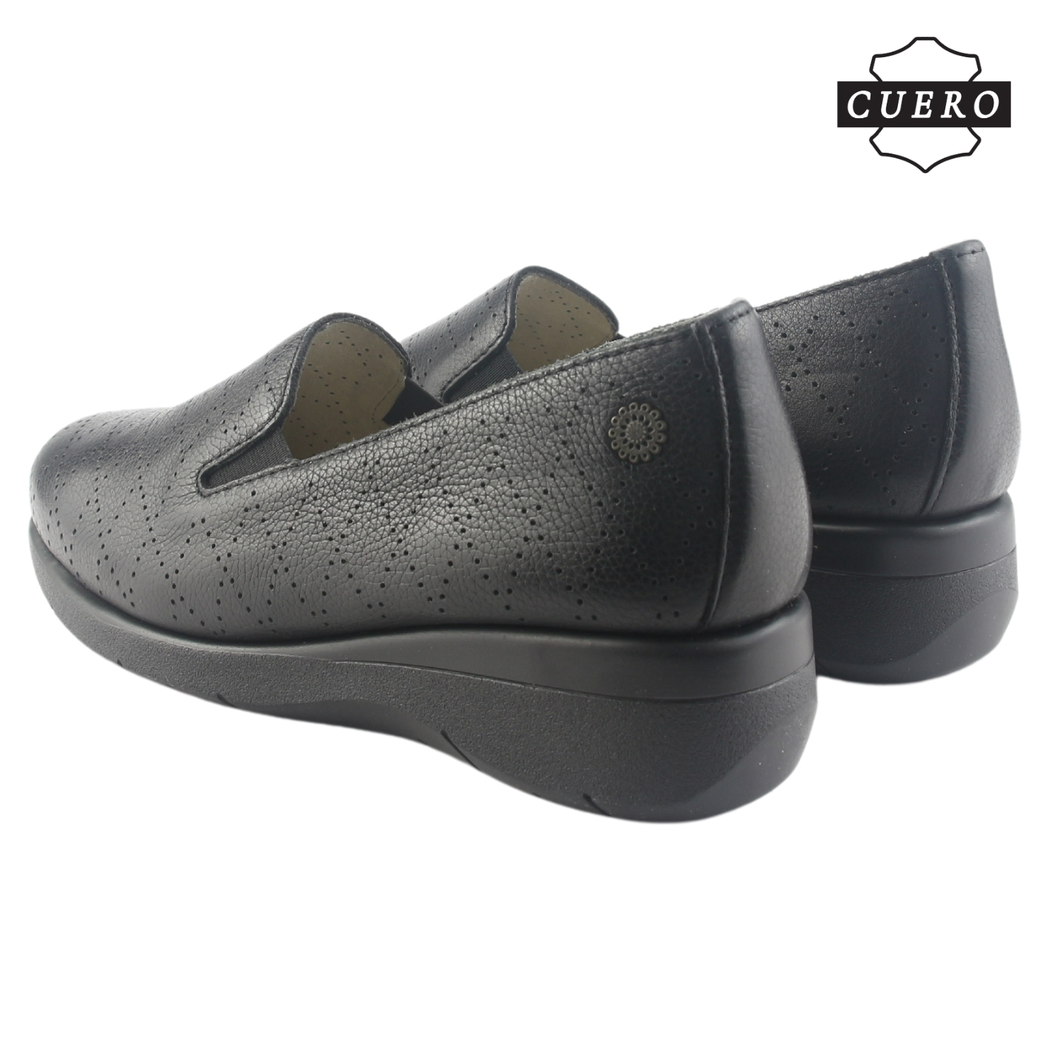 MOCASIN DE CUERO CHALADA MUJER CALA-2 NEGRO CASUAL - 7