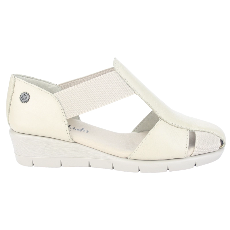 SANDALIA DE CUERO CHALADA MUJER CALAFATE-3 BEIGE CASUAL - 1