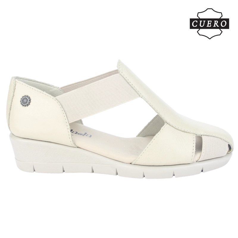 SANDALIA DE CUERO CHALADA MUJER CALAFATE-3 BEIGE CASUAL - 2