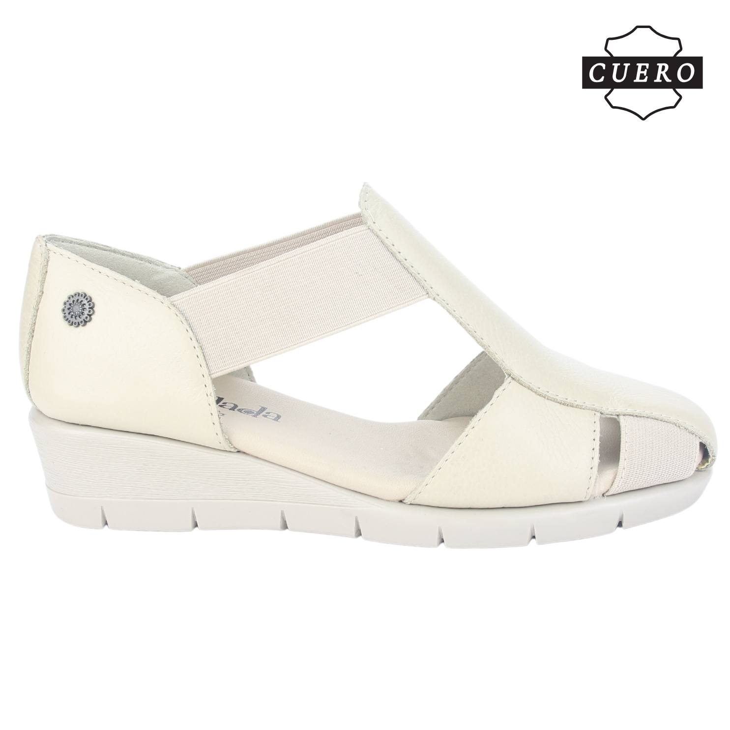 SANDALIA DE CUERO CHALADA MUJER CALAFATE-3 BEIGE CASUAL - 2