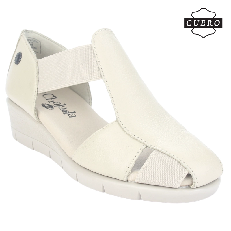 SANDALIA DE CUERO CHALADA MUJER CALAFATE-3 BEIGE CASUAL - 4