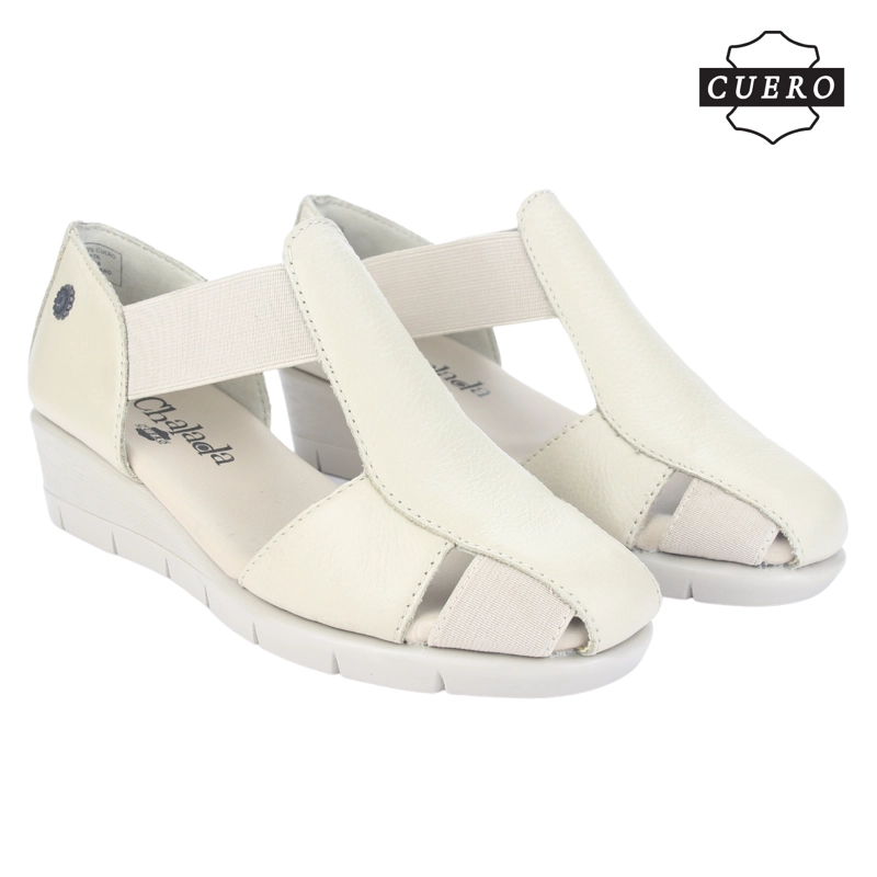 SANDALIA DE CUERO CHALADA MUJER CALAFATE-3 BEIGE CASUAL - 6
