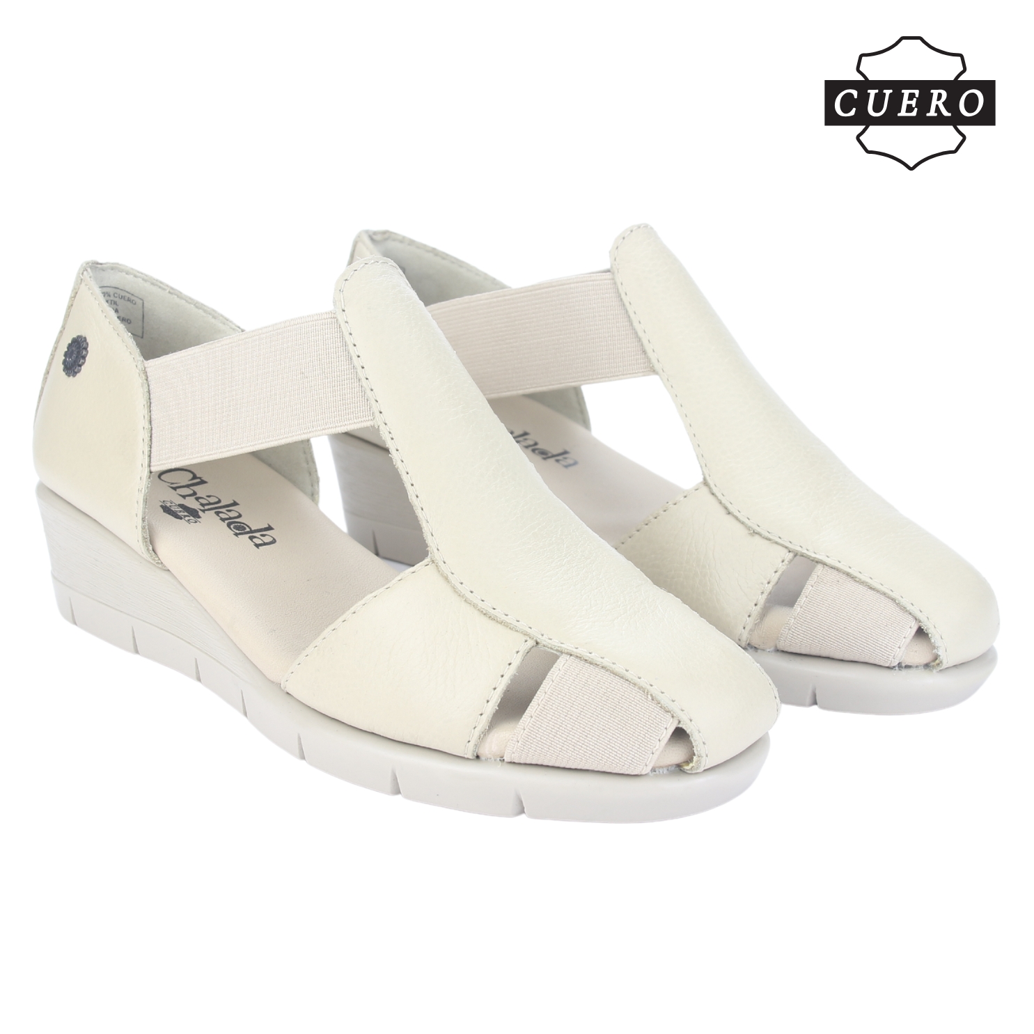 SANDALIA DE CUERO CHALADA MUJER CALAFATE-3 BEIGE CASUAL - 6