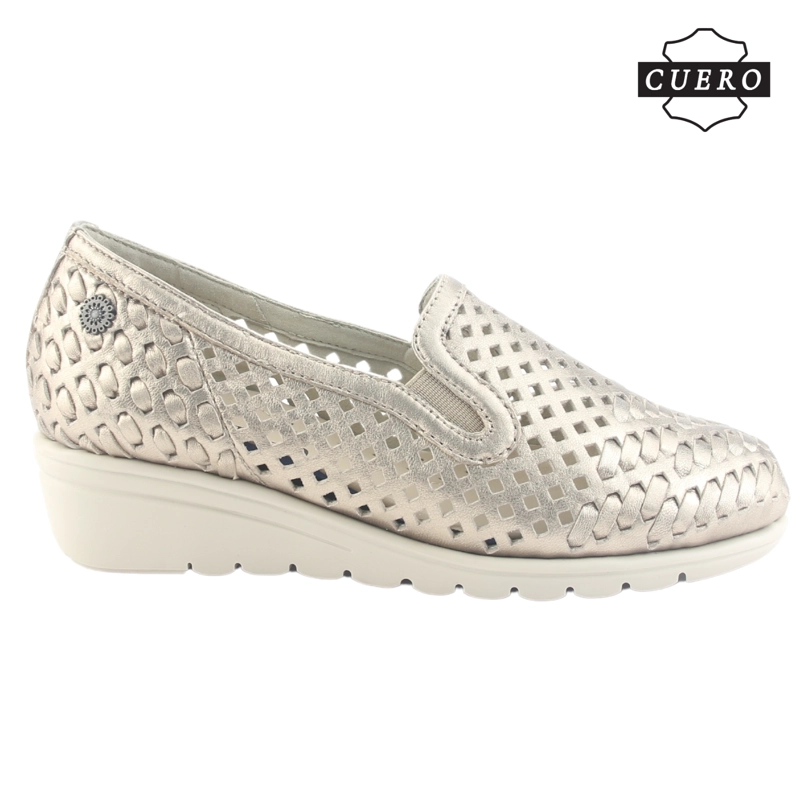ZAPATO DE CUERO CHALADA MUJER CROSE-1 DORADO CASUAL - 2