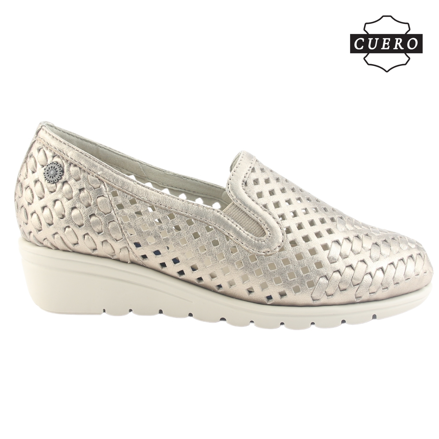 ZAPATO DE CUERO CHALADA MUJER CROSE-1 DORADO CASUAL - 2