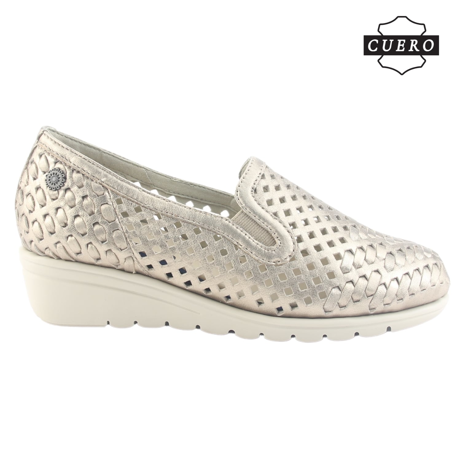 ZAPATO DE CUERO CHALADA MUJER CROSE-1 DORADO CASUAL - 2