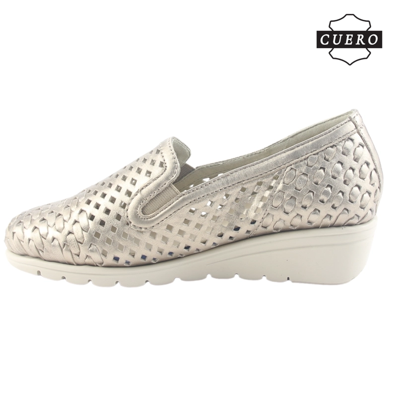 ZAPATO DE CUERO CHALADA MUJER CROSE-1 DORADO CASUAL - 3