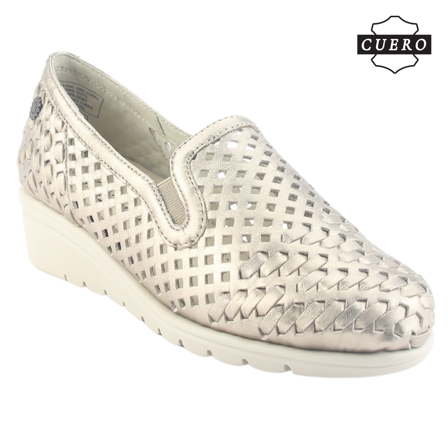 ZAPATO DE CUERO CHALADA MUJER CROSE-1 DORADO CASUAL - 4