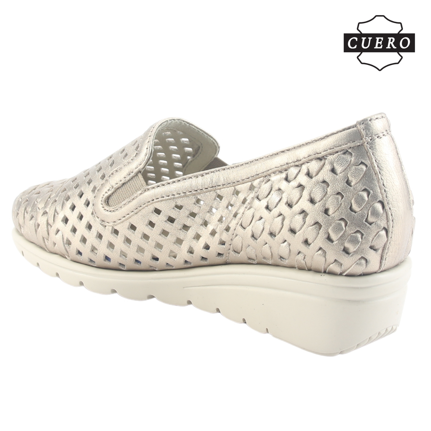 ZAPATO DE CUERO CHALADA MUJER CROSE-1 DORADO CASUAL - 5