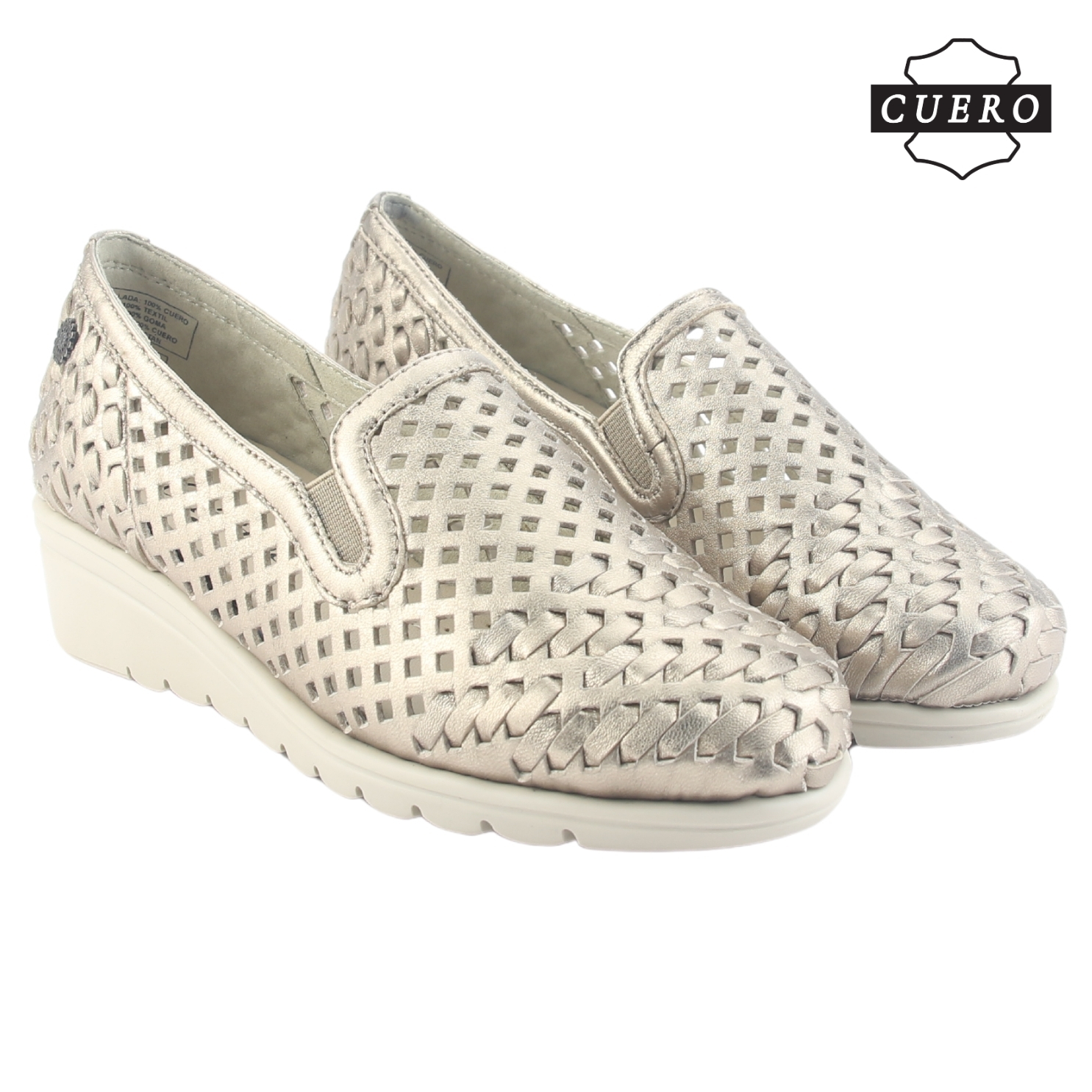 ZAPATO DE CUERO CHALADA MUJER CROSE-1 DORADO CASUAL - 6