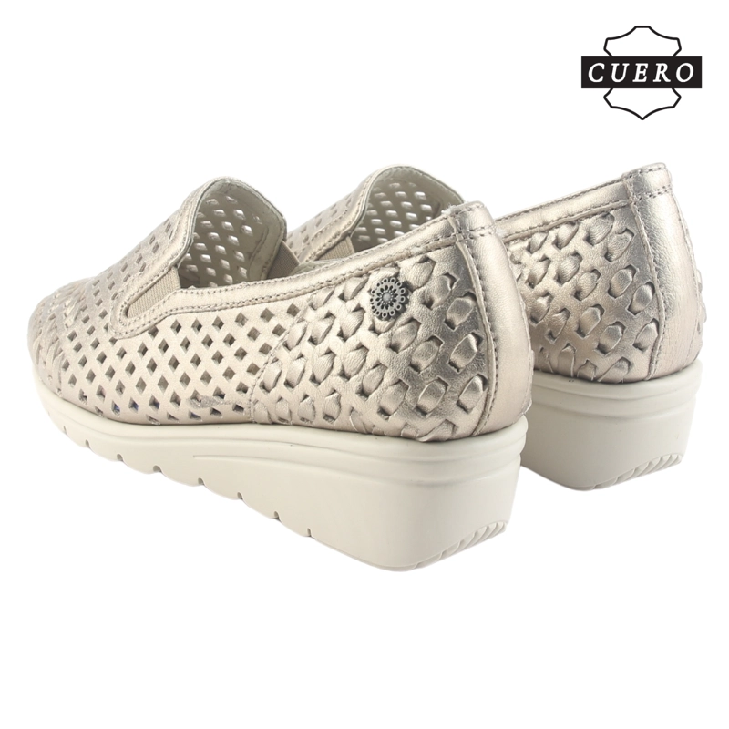 ZAPATO DE CUERO CHALADA MUJER CROSE-1 DORADO CASUAL - 7