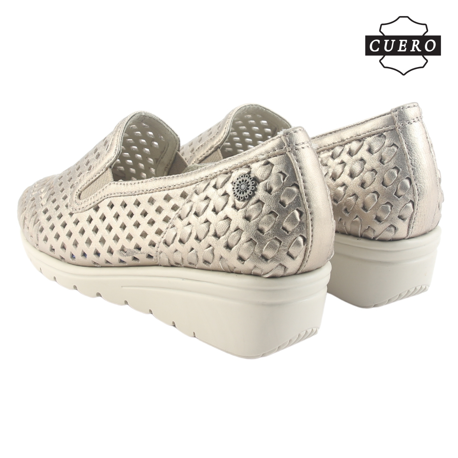 ZAPATO DE CUERO CHALADA MUJER CROSE-1 DORADO CASUAL - 7