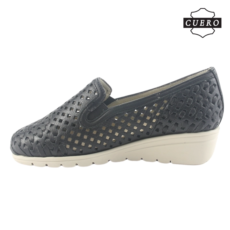 ZAPATO DE CUERO CHALADA MUJER CROSE-1 NEGRO CASUAL - 3