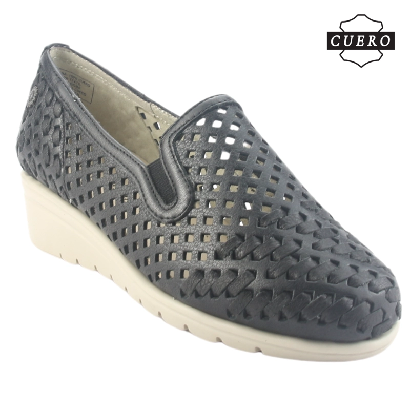 ZAPATO DE CUERO CHALADA MUJER CROSE-1 NEGRO CASUAL - 4