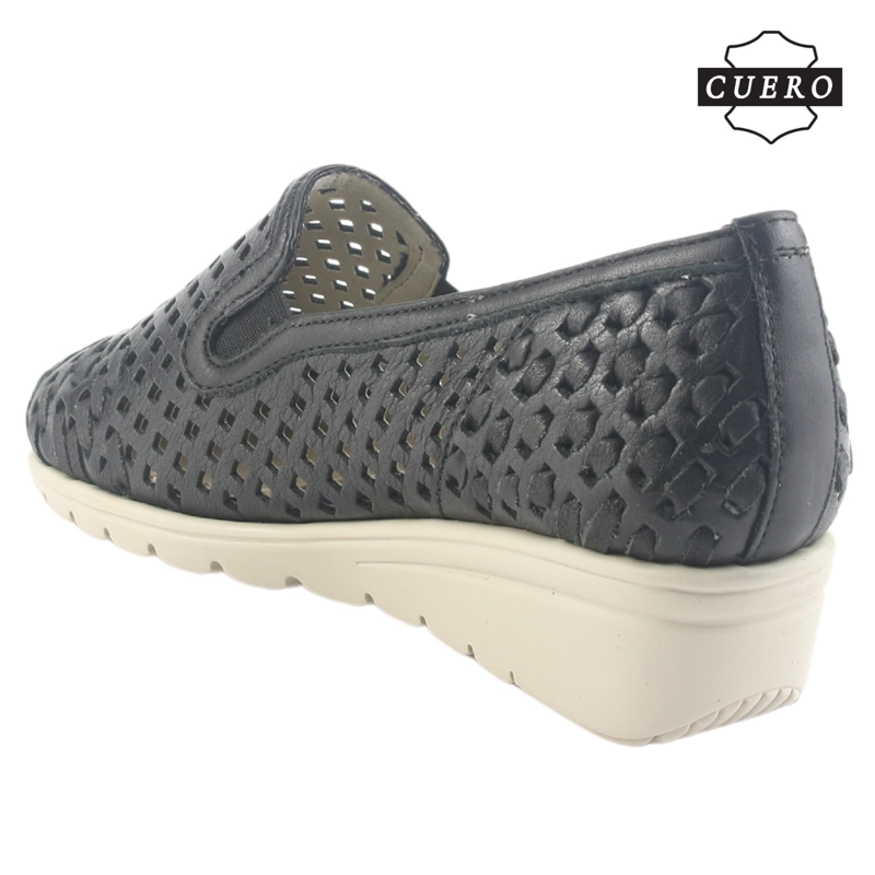ZAPATO DE CUERO CHALADA MUJER CROSE-1 NEGRO CASUAL - 5