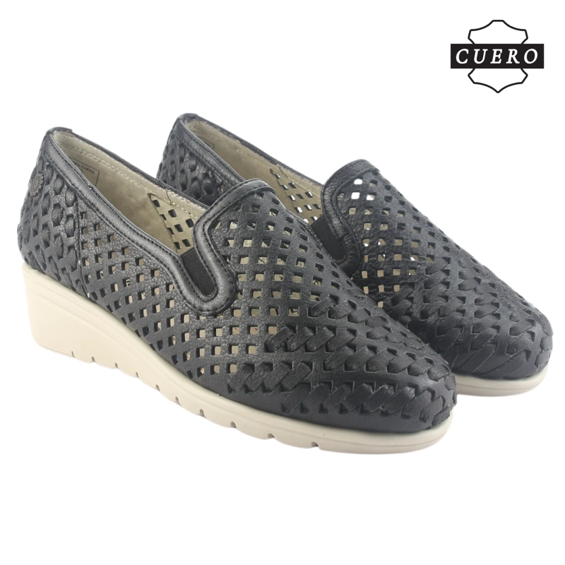 ZAPATO DE CUERO CHALADA MUJER CROSE-1 NEGRO CASUAL - 6
