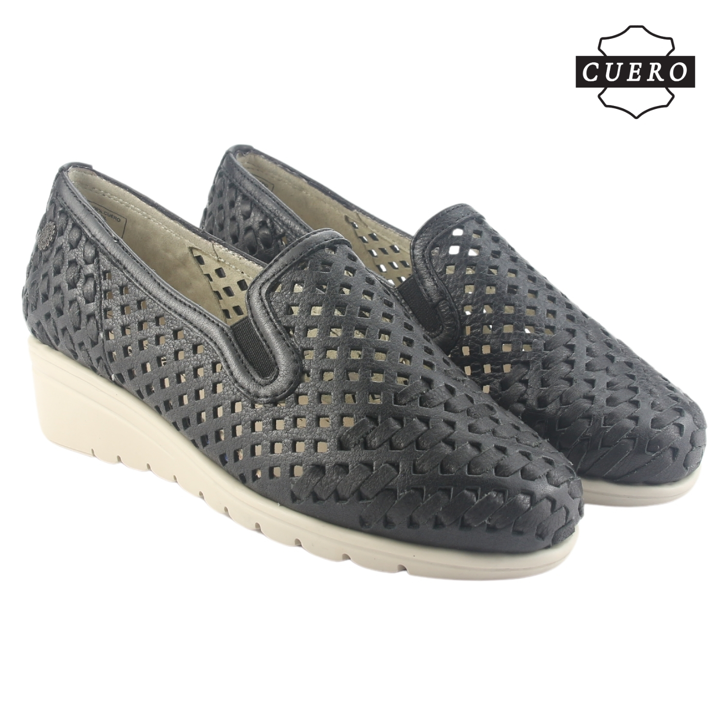 ZAPATO DE CUERO CHALADA MUJER CROSE-1 NEGRO CASUAL - 6